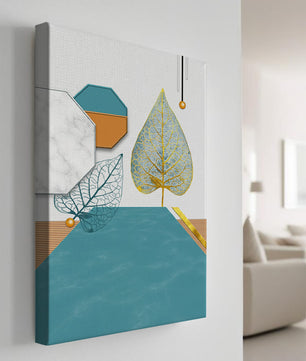 Artistic Composition with Geometric Shapes and Golden Leaf Detail - Mi tienda