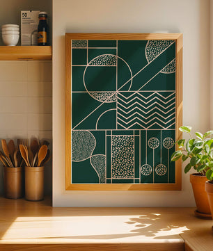 Geometric Abstract Art with Circle and Line Patterns