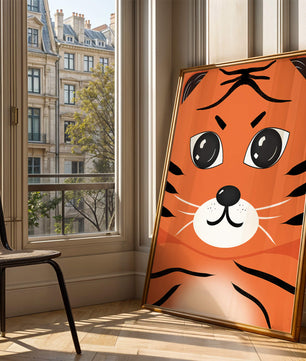 Illustration d’un visage de tigre adorable avec des traits marqués