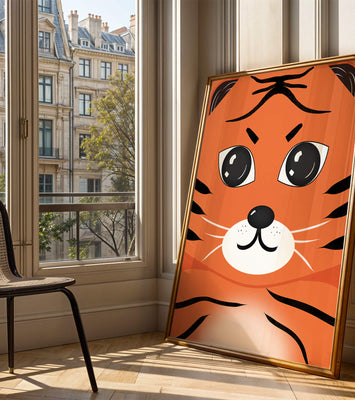 Adorable tiger face illustration with bold features