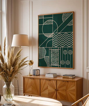 Geometric Abstract Art with Circle and Line Patterns