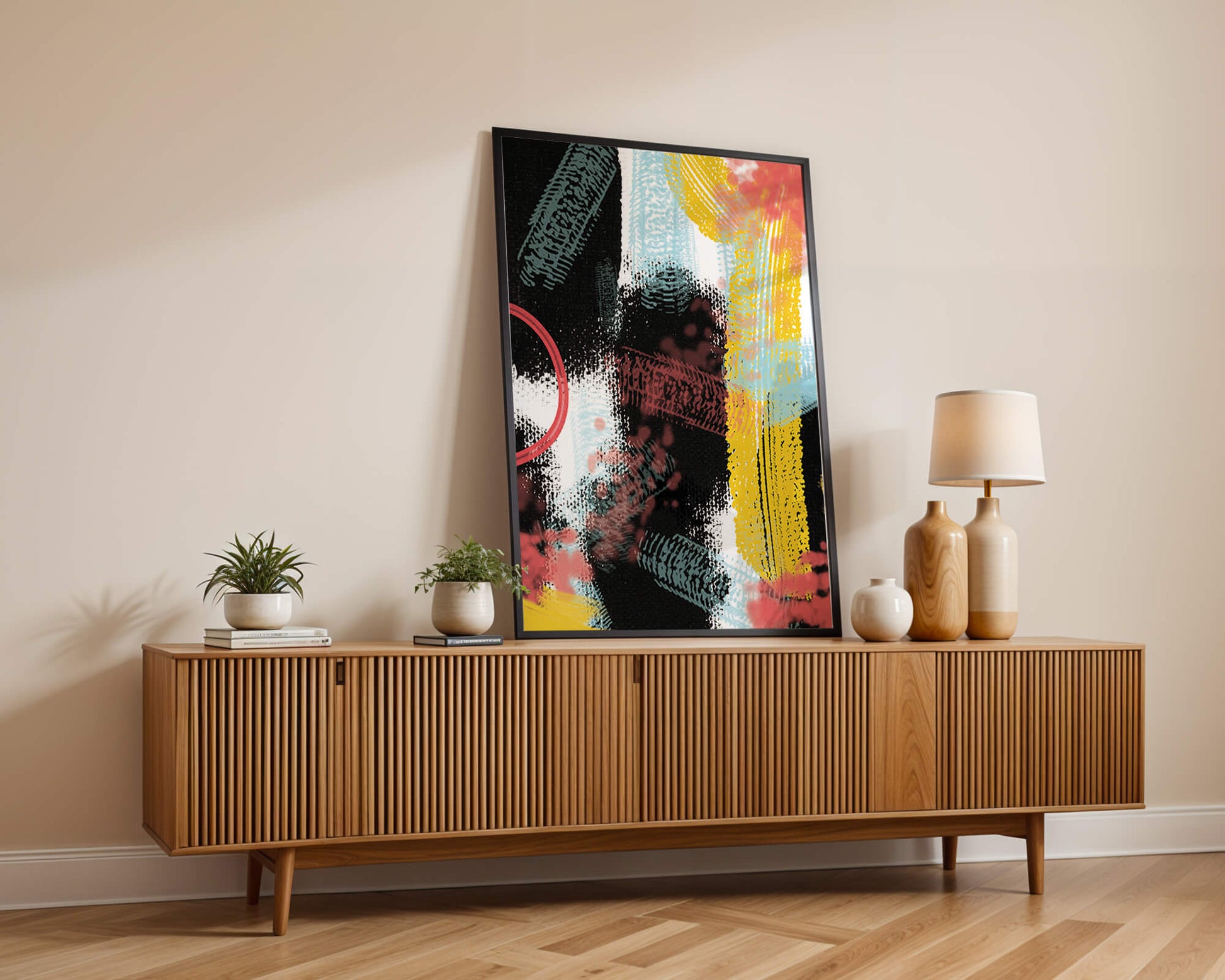 Vivid Abstract Art with Bold Colors and Expressive Brushstrokes