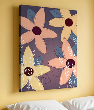 Colorful Floral Pattern with Abstract Leaves and Flowers