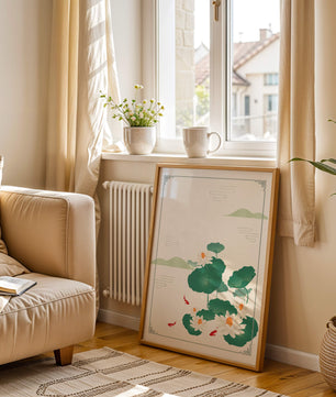 Elegante Lotus- und Koi-Fisch-Illustration mit orientalischen Designelementen