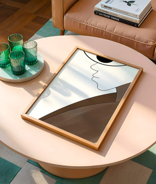 Abstract Portrait with Minimalist Lines and Brown Tones - Mi tienda