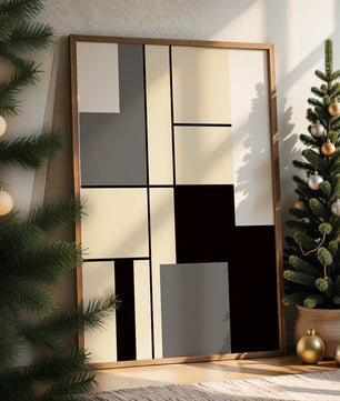 Abstraktes geometrisches Design mit gedämpften Farbtönen und kräftigen Linien