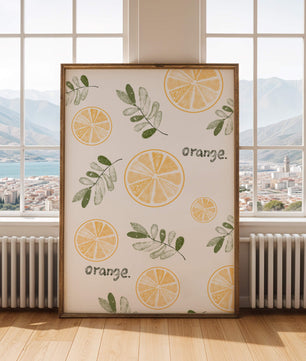 Motif avec des tranches d’orange et des feuilles vertes