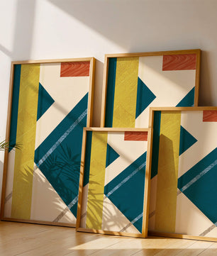 Abstract Geometric Composition with Bold Colors and Textures - Mi tienda