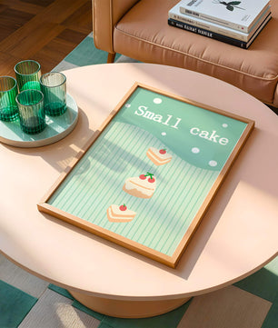 Charming illustration of small cakes with cherries