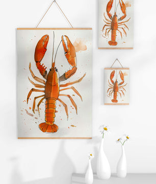 Illustrated Lobster Artwork With Splash of Colors - Mi tienda