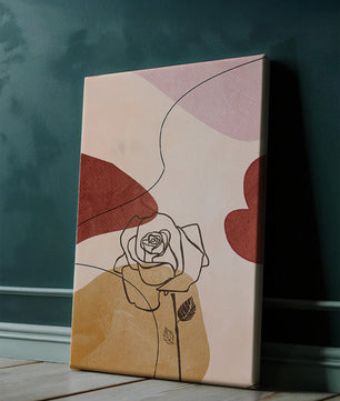 Abstract Line Art Rose with Earth Tones and Minimalist Design - Mi tienda