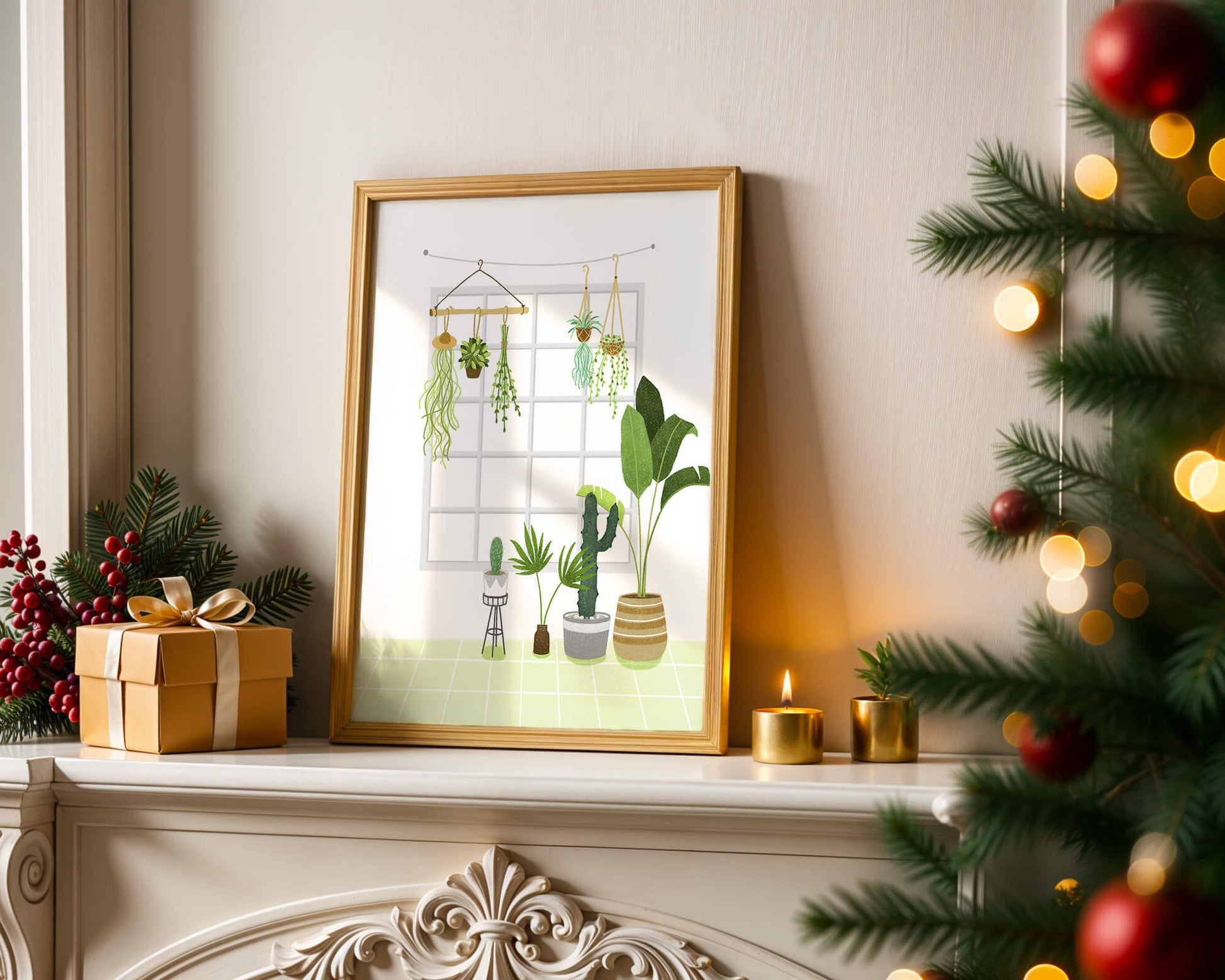 Decoración de interior con plantas colgantes y en macetas