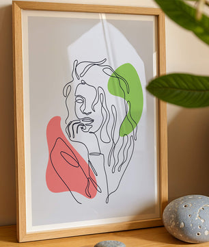 Modern Line Art Portrait With Abstract Shapes
