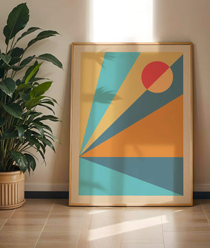 Geometric Abstract Art with Bold Colors and Circles