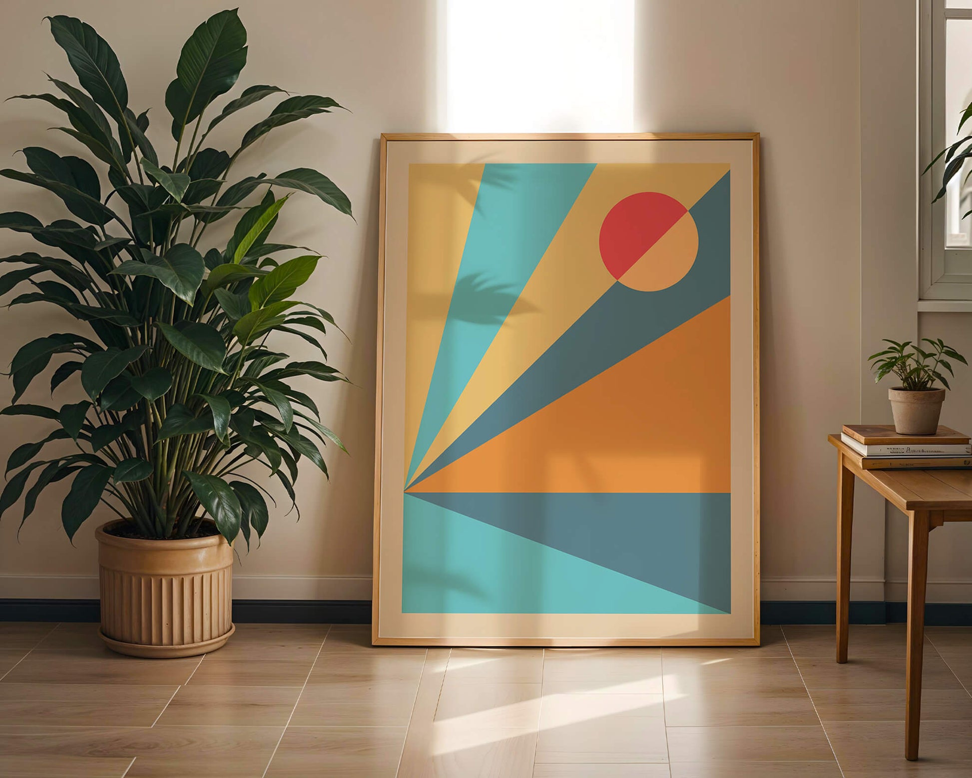 Geometric Abstract Art with Bold Colors and Circles
