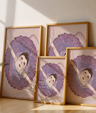 Graceful ballerina in a purple tutu with sparkling details