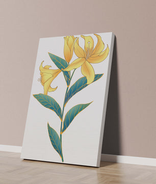 Elegante goldene Lilienillustration mit komplizierten Blattdetails