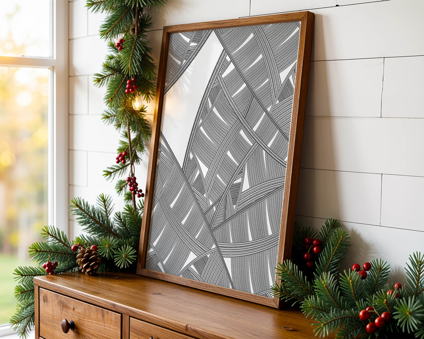 Detailed Abstract Geometric Pattern with Interwoven Stripes - Mi tienda