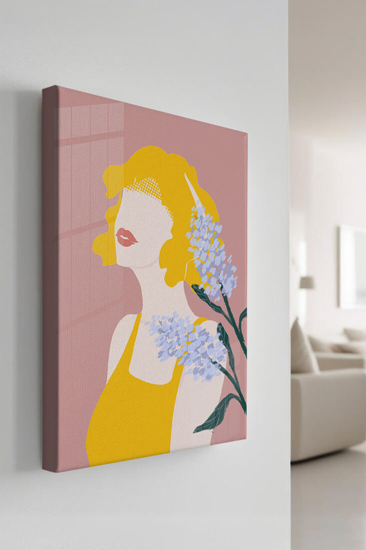 Abstract Portrait with Yellow and Lavender Accents