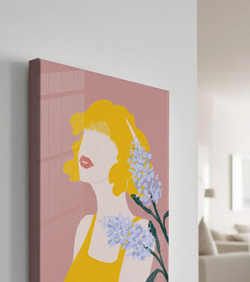 Abstract Portrait with Yellow and Lavender Accents