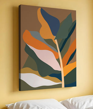 Abstract Botanical Illustration with Earthy Tones and Organic Shapes