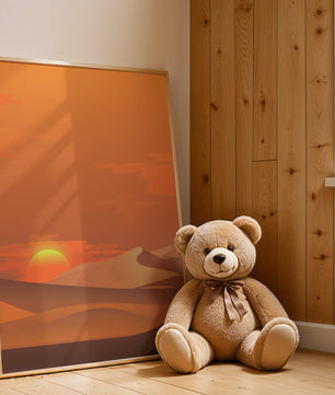 Sunset in Desert with Rolling Sand Dunes and Vibrant Orange Sky - Mi tienda