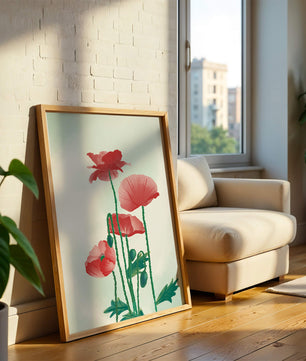 Red Poppies in Minimalist Natural Setting