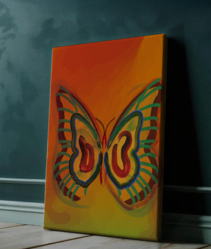 Vibrant butterfly depiction with colorful abstract background