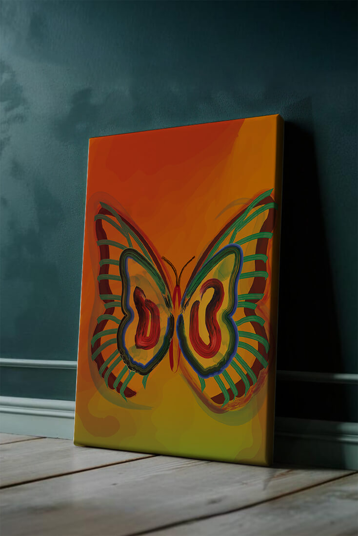 Vibrant butterfly depiction with colorful abstract background