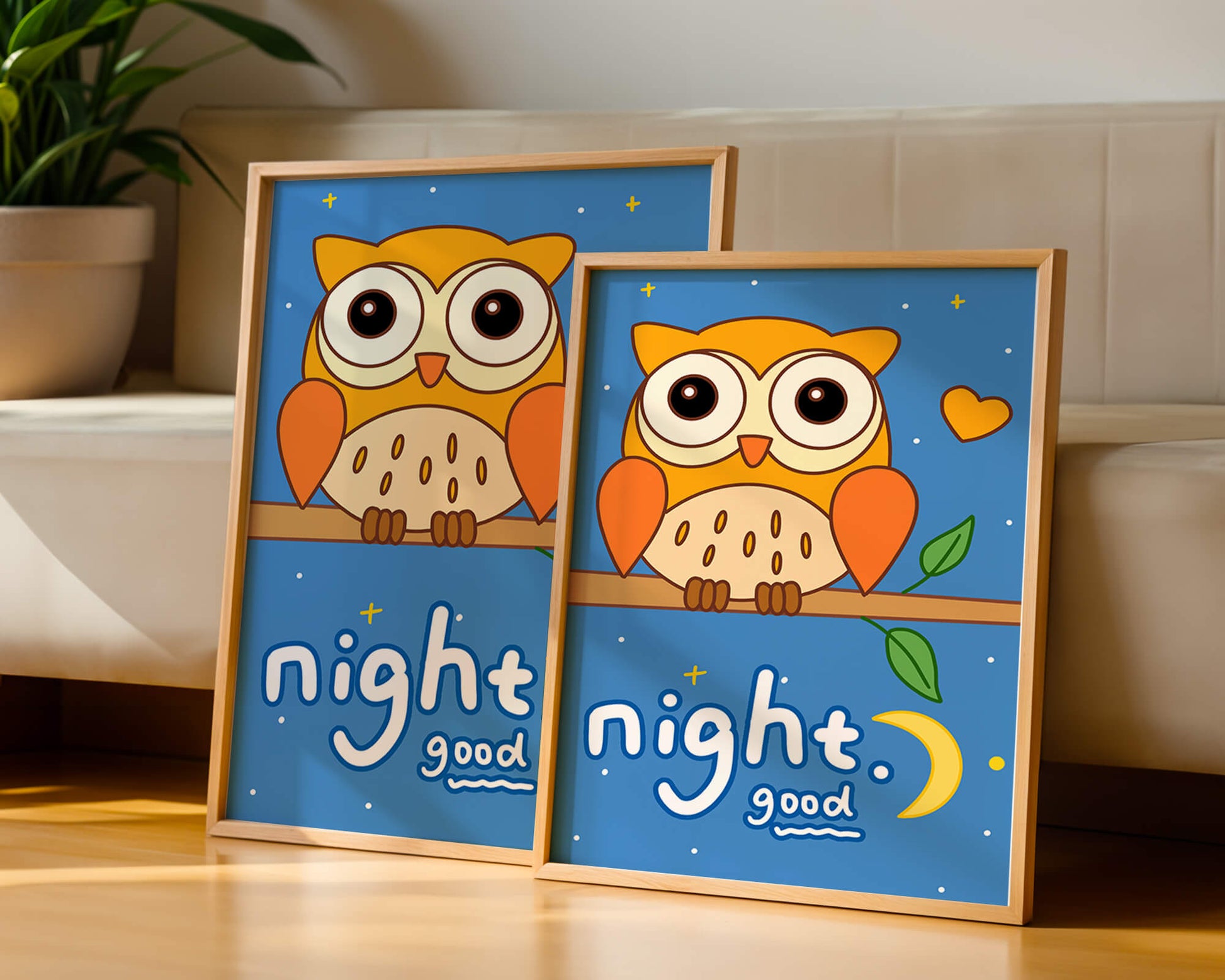 Colorful owl illustration with night theme and positive message
