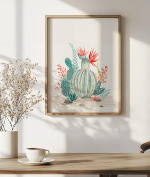Colorful Cactus Arrangement With Red Blooms And Desert Plants - Mi tienda