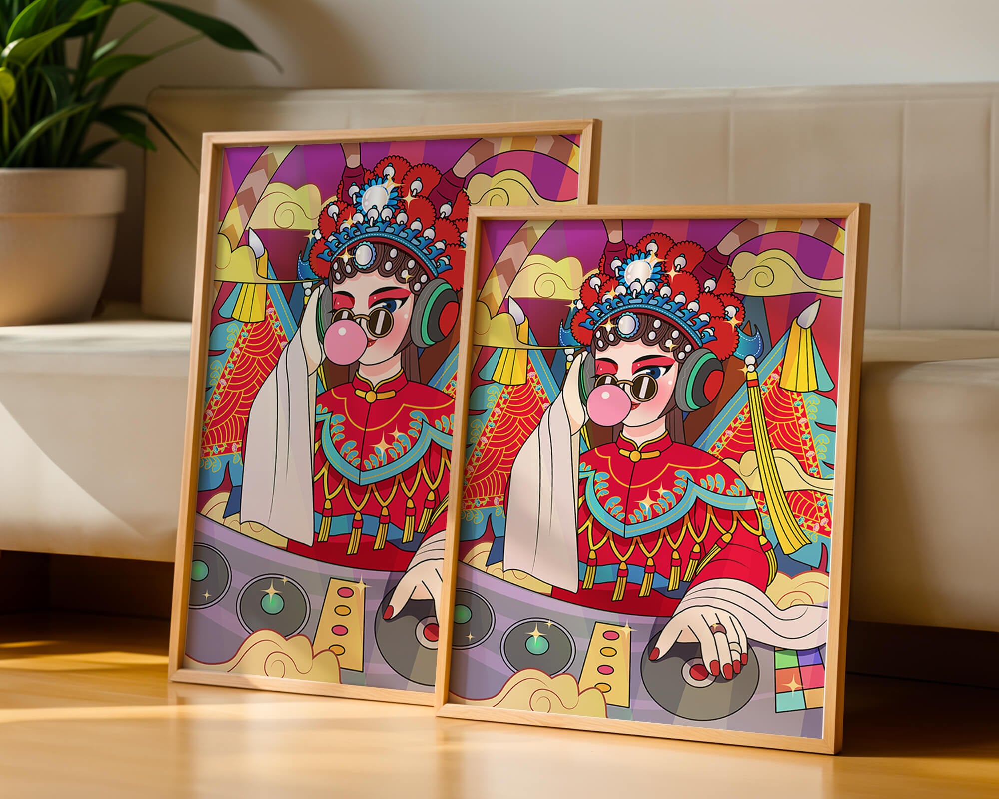 Vibrant DJ illustration combining traditional and modern elements