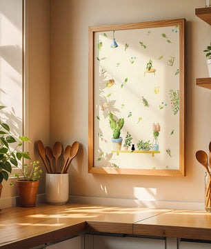 Illustration décorative avec des plantes et des éléments chaleureux