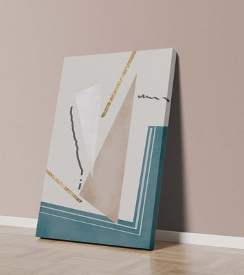 Abstract geometric artwork featuring gold elements