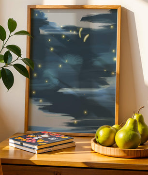 Ciel nocturne abstrait avec lucioles lumineuses