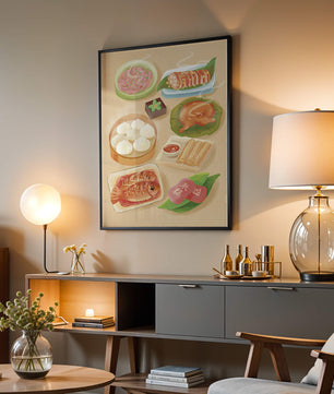 Colorful Representation of Asian Cuisine with Various Dishes