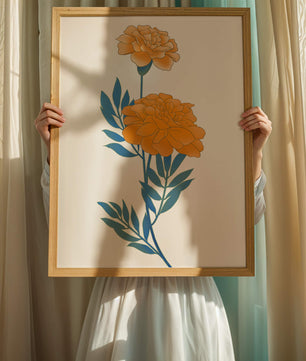 Elegante Illustration lebendiger Ringelblumen auf grünem Hintergrund