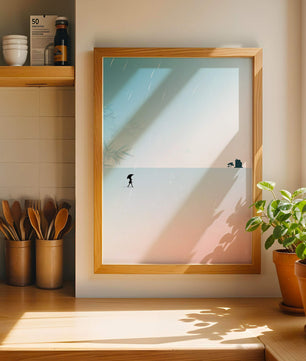Paisaje Minimalista con Silueta en Ambiente Lluvioso