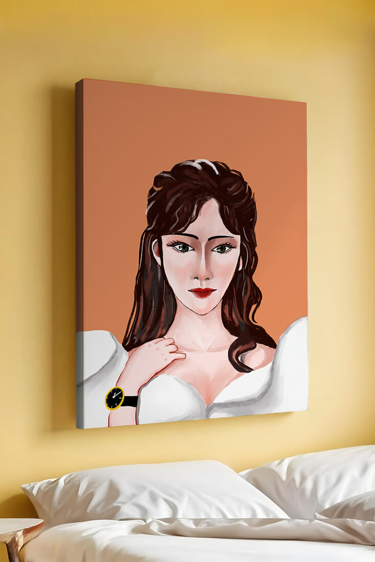 Portrait of a woman with elegant hairstyle and golden watch
