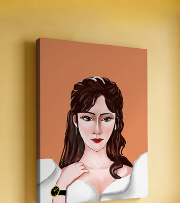 Portrait of a woman with elegant hairstyle and golden watch