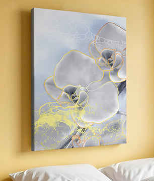Delicate floral art with gold accents and abstract background