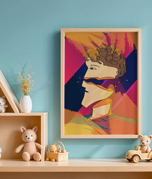 Colorful Abstract Portrait with Geometric and Golden Elements - Mi tienda