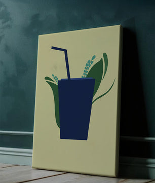Ilustración de bebida de café moderna con elementos botánicos