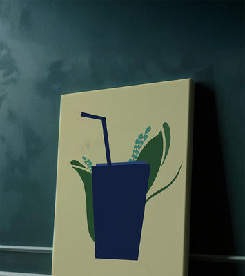 Modern cafe drink illustration with botanical elements