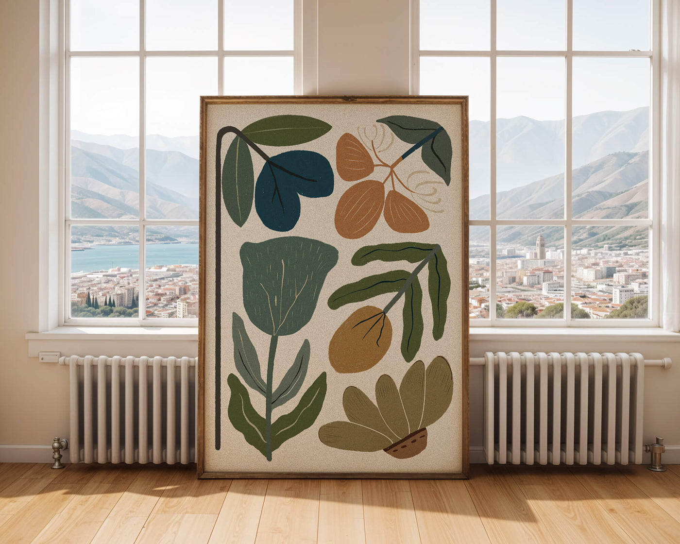Botanical illustration with earthy and muted colors