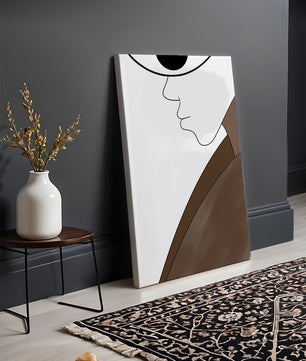 Abstract Portrait with Minimalist Lines and Brown Tones - Mi tienda