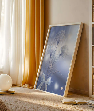 Carnations With Sparkles And Ribbon On Blue Background - Mi tienda