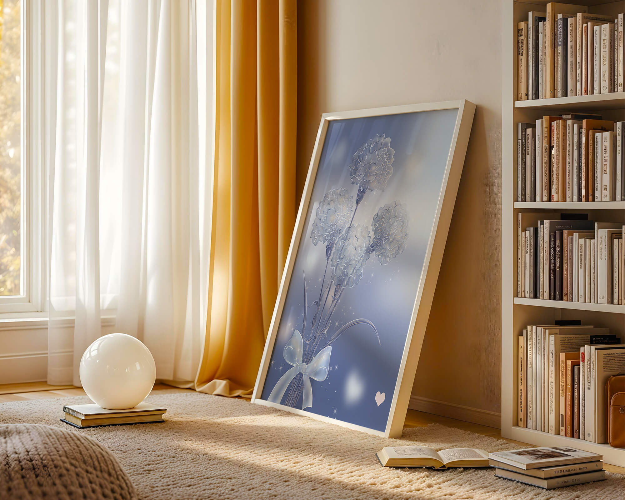 Carnations With Sparkles And Ribbon On Blue Background - Mi tienda