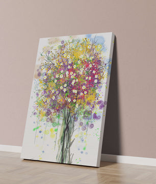 Abstract expressionist floral tree with vibrant colors