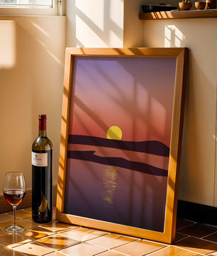 Sunset Over Tranquil Water with Vibrant Sky